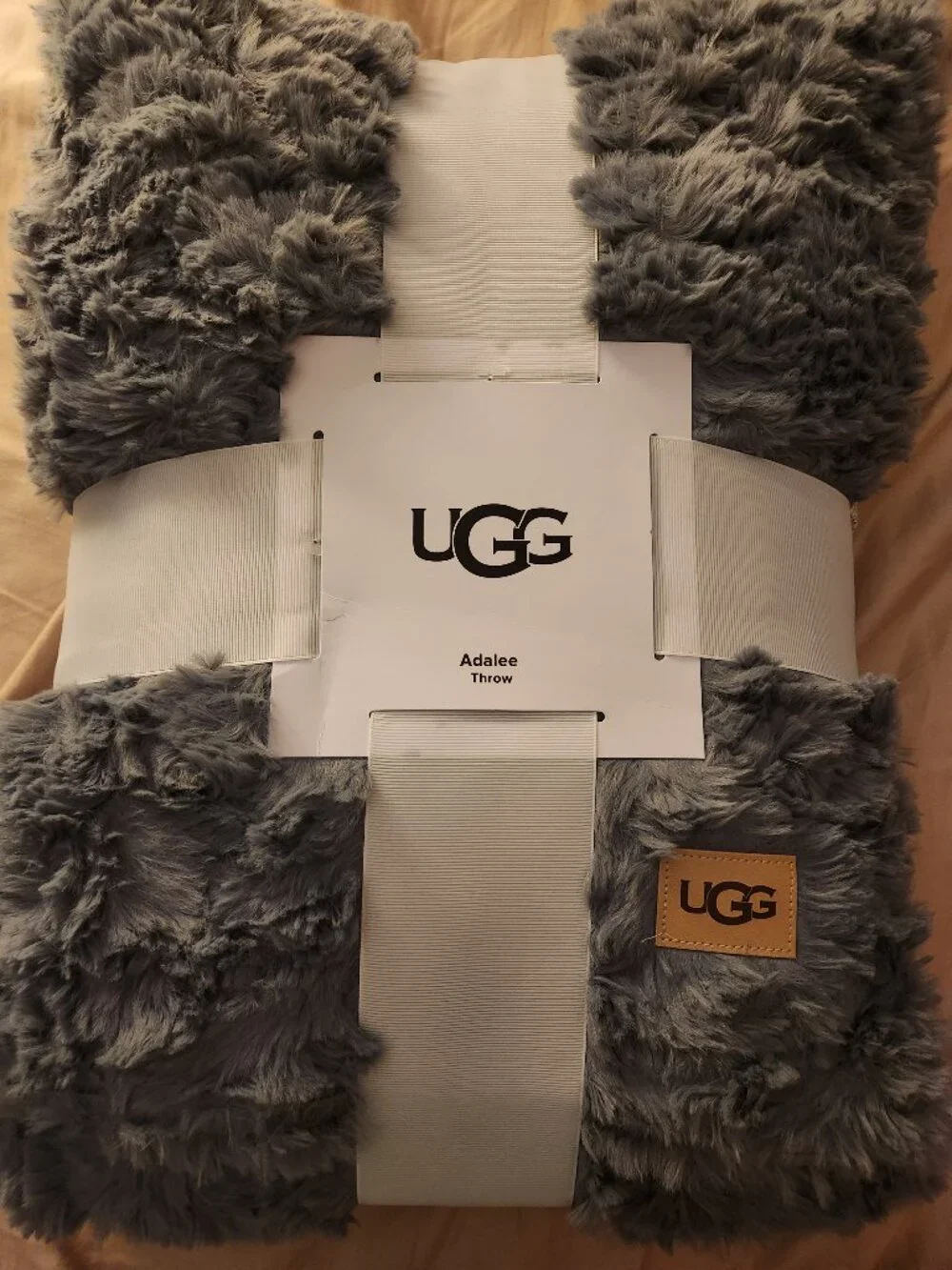 Ugg grey faux fur Adalee throw blanket